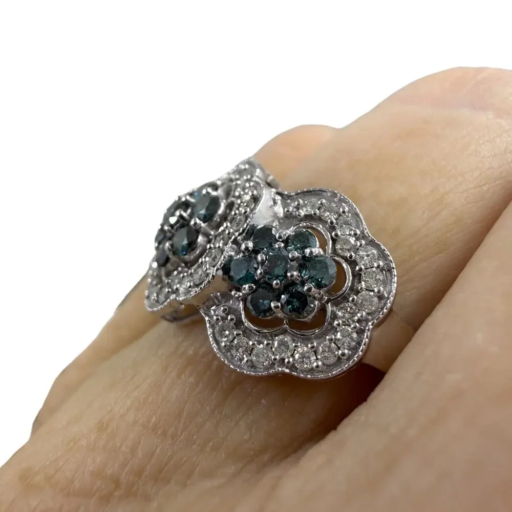 1/2ct Blue White Diamond Ring 925 Sterling Silver Size 7 .50ct Wedding Band